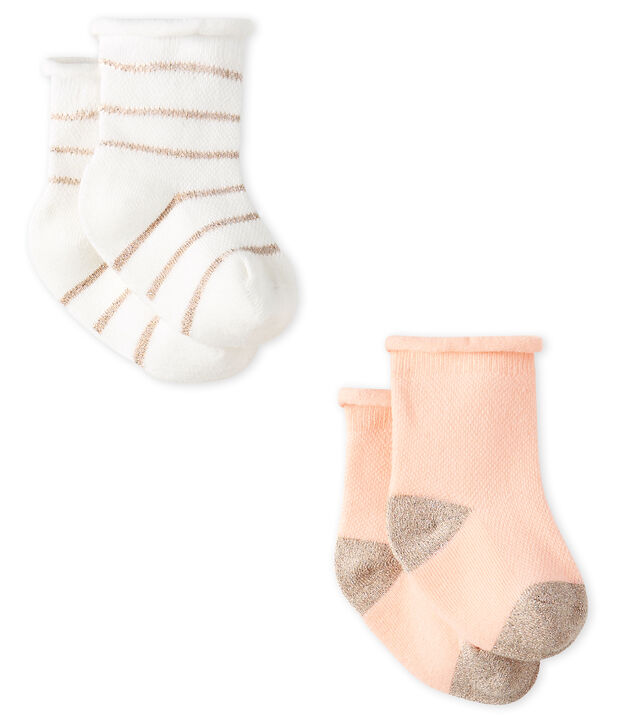Confezione da 2 paia di calzini leggeri beb&egrave; femmina multicolore
