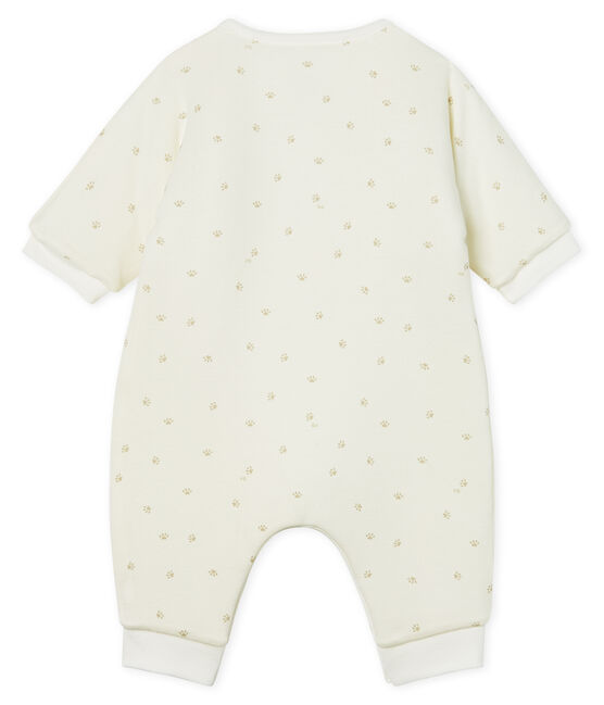 Tutina lunga bebè a costine in ovatta bianco MARSHMALLOW/grigio SOURICEAU CN