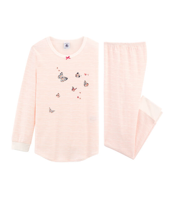 Pigiama bambina in cotone bianco MARSHMALLOW/rosa ROSAKO