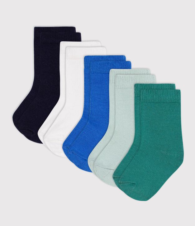 5 paia di calzini in cotone tinta unita neonato multicolore