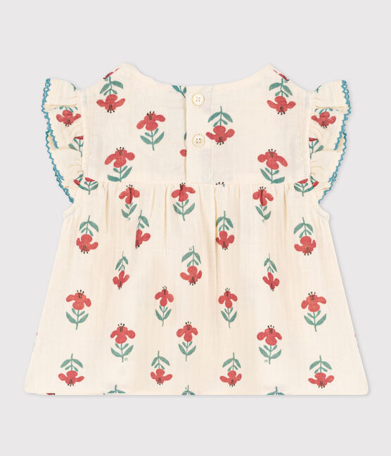 Blusa manica corta bebè in garza di cotone biologico stampato bianco AVALANCHE/ MULTICO