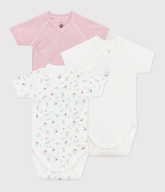 Set da 3 body incrociati a maniche corte in cotone con stampa neonato variante 2