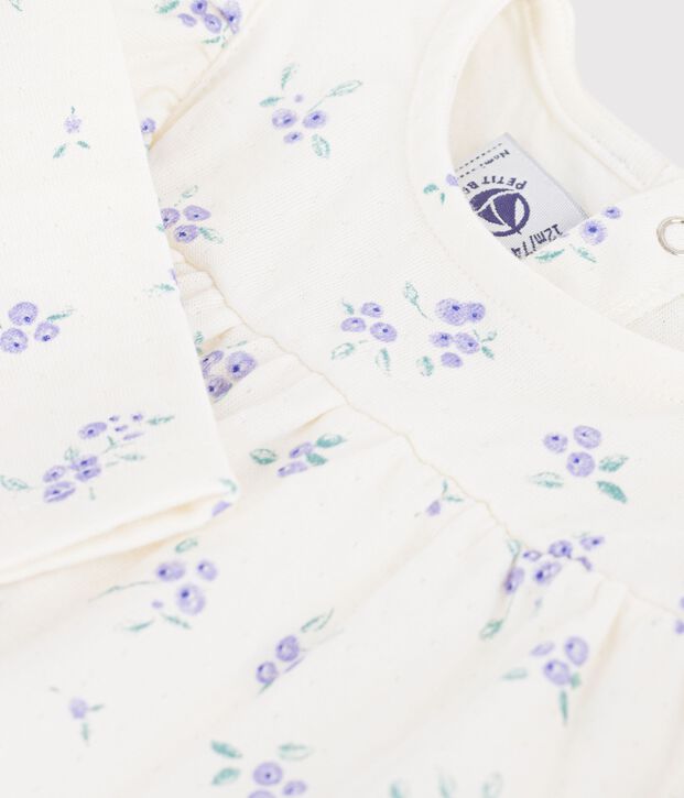 Blusa a maniche lunghe in cotone con stampa a fiori neonata ecru/multicolore