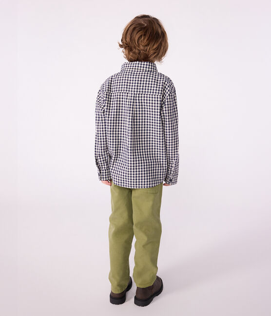 Camicia in cotone a quadri bambino blu SOIR/ MILK