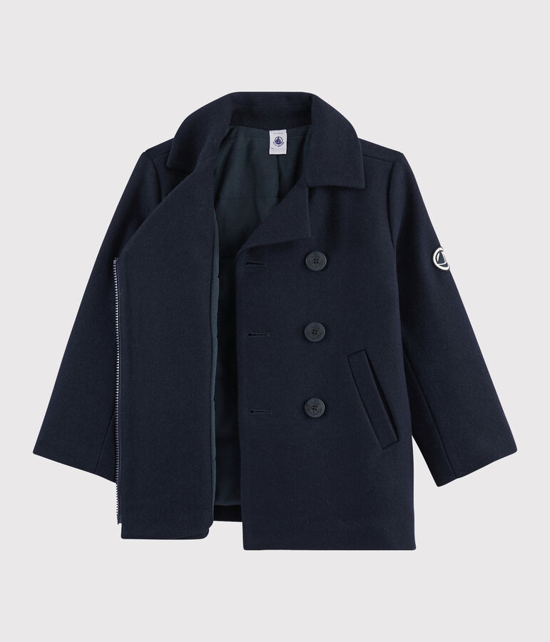 Caban in drap di lana ragazzo blu