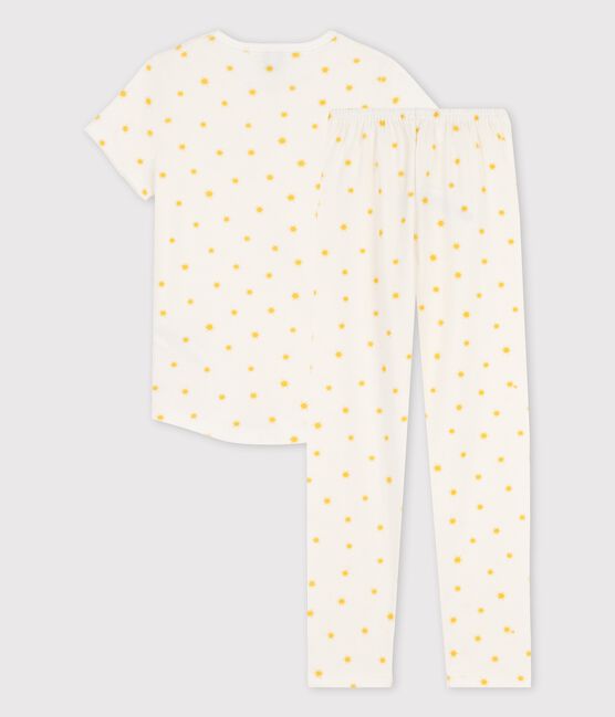 Pigiama a manica corta con soli bambina in cotone biologico bianco MARSHMALLOW/ ORGE