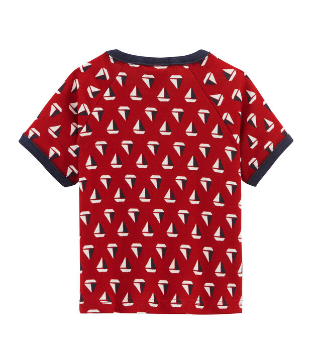 T-shirt fantasia beb&egrave; maschio bianco/rosso/multicolore