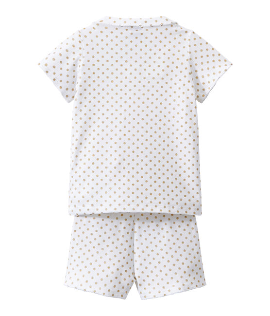 Pigiama corto bambina bianco ECUME/giallo DORE
