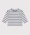 T-shirt a maniche lunghe in cotone a righe neonato. bianco/blu