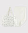Confezione borsa porta-fasciatoio e fasciatoio con coniglio in tubique di cotone biologico bianco MARSHMALLOW/grigio GRIS
