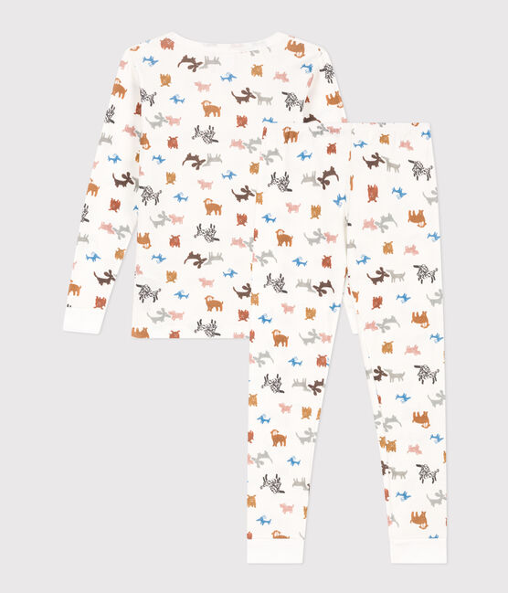 Pigiama bambino unisex in cotone aderente bianco MARSHMALLOW/bianco MULTICO