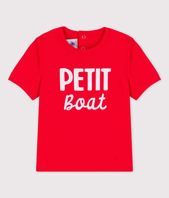 T-shirt bebè a maniche corte in cotone biologico con motivo rosso PEPS