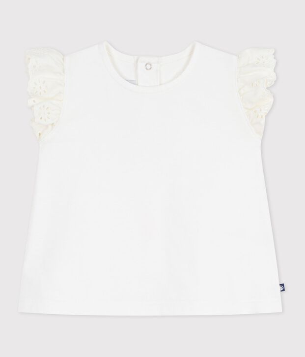 T-shirt a maniche corte in cotone tinta unita neonato bianco