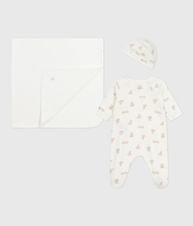 Confezione regalo in cotone con stampa neonato bianco/BRUN