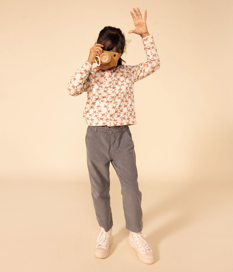 Pantaloni dritti in velluto fine bambina verde THUYA