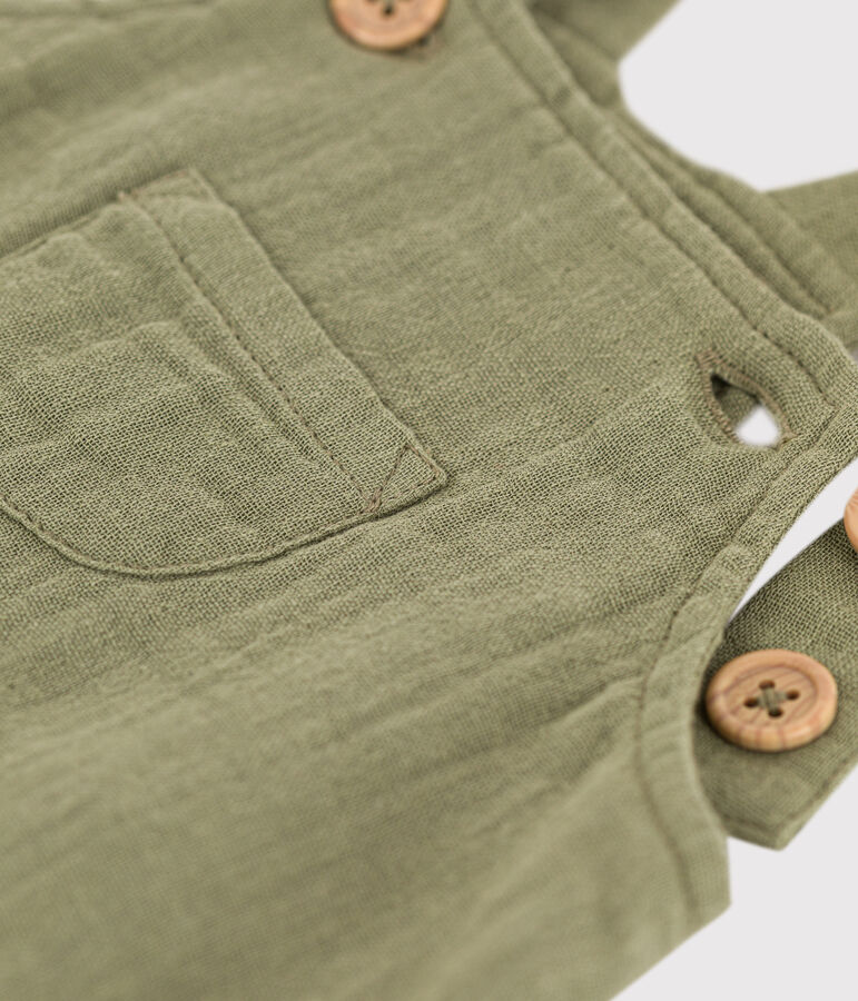Salopette corta in garza di cotone beb&egrave; verde