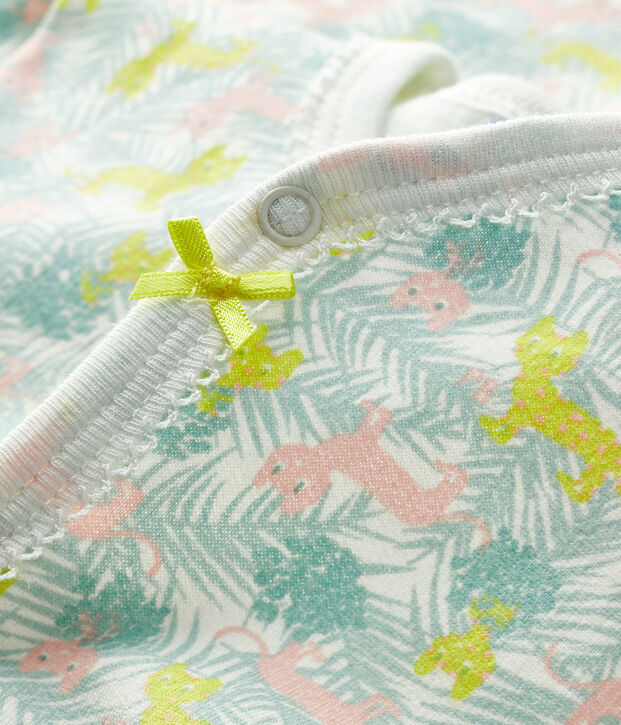 Tutina pigiama beb&egrave; femmina in molleton bianco/multicolore