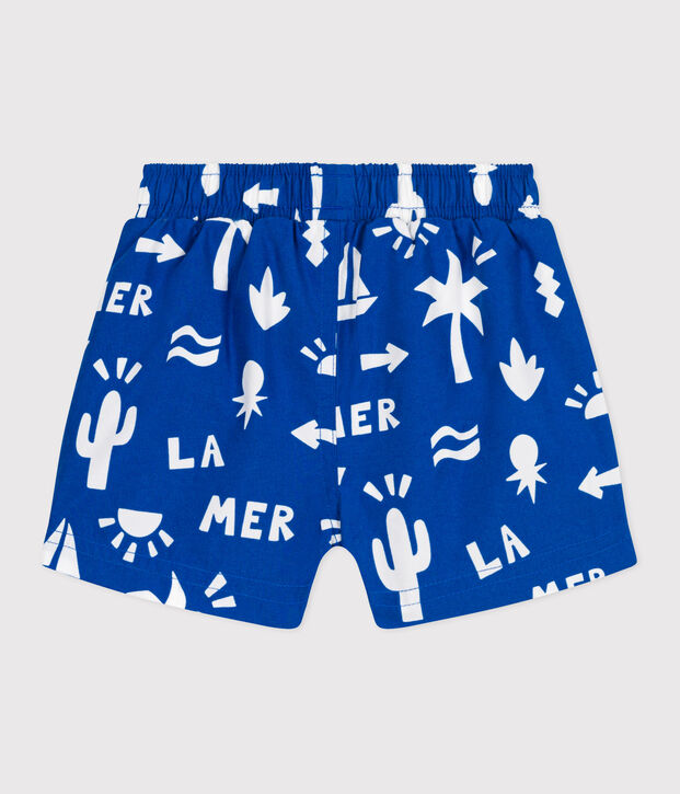 Shorts da bagno con stampa spiaggia neonato blu/bianco
