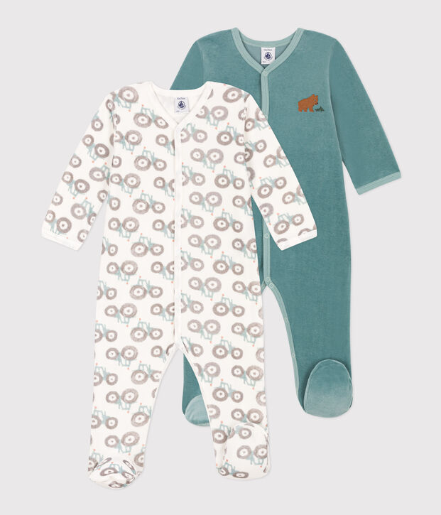 Set di 2 pigiami beb&egrave; in ciniglia multicolore