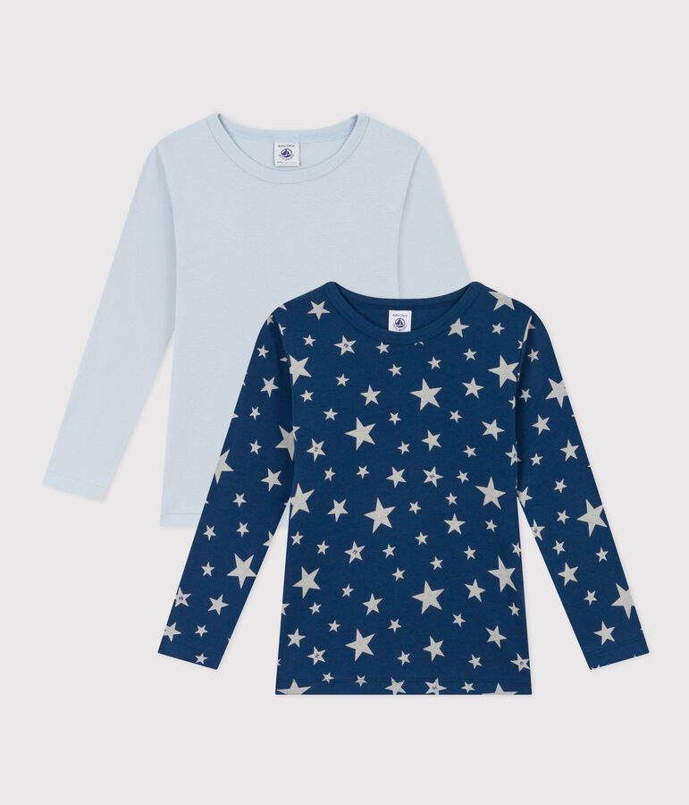 Confezione 2 t-shirt in cotone a maniche lunghe bambino motivo stella multicolore