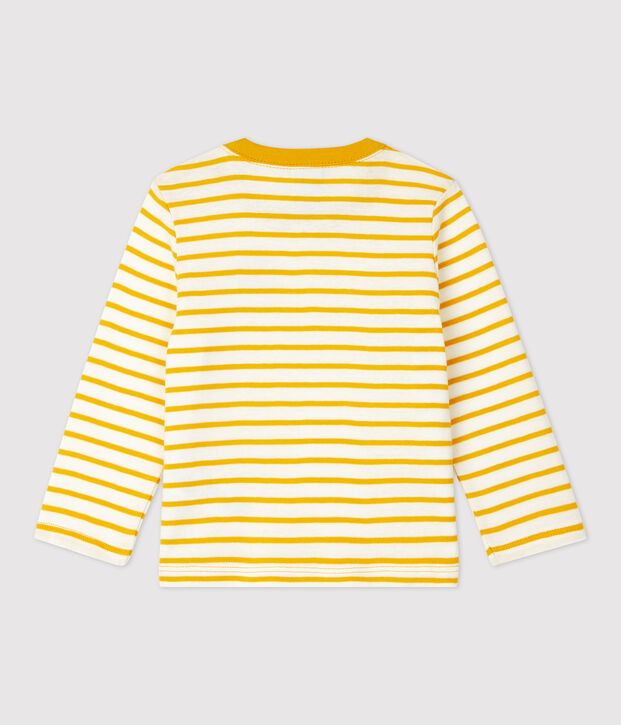 T-shirt a righe in cotone b&eacute;b&eacute; bianco/giallo