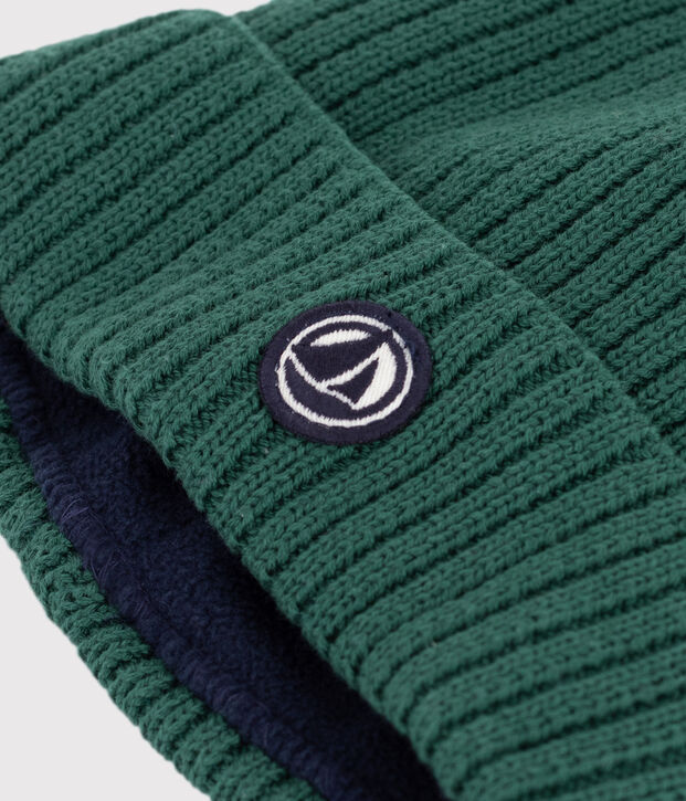 Cuffietta in maglia foderata in pile bambino verde