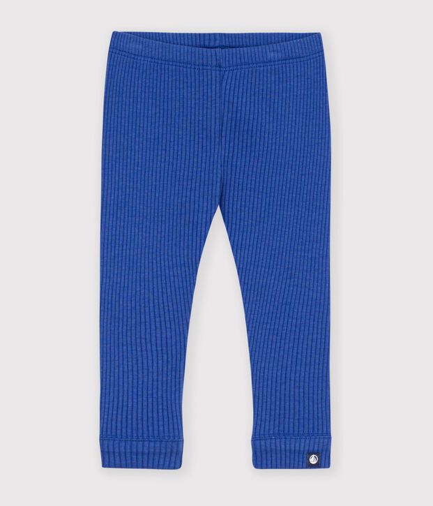 Leggings in cotone tinta unita neonato blu