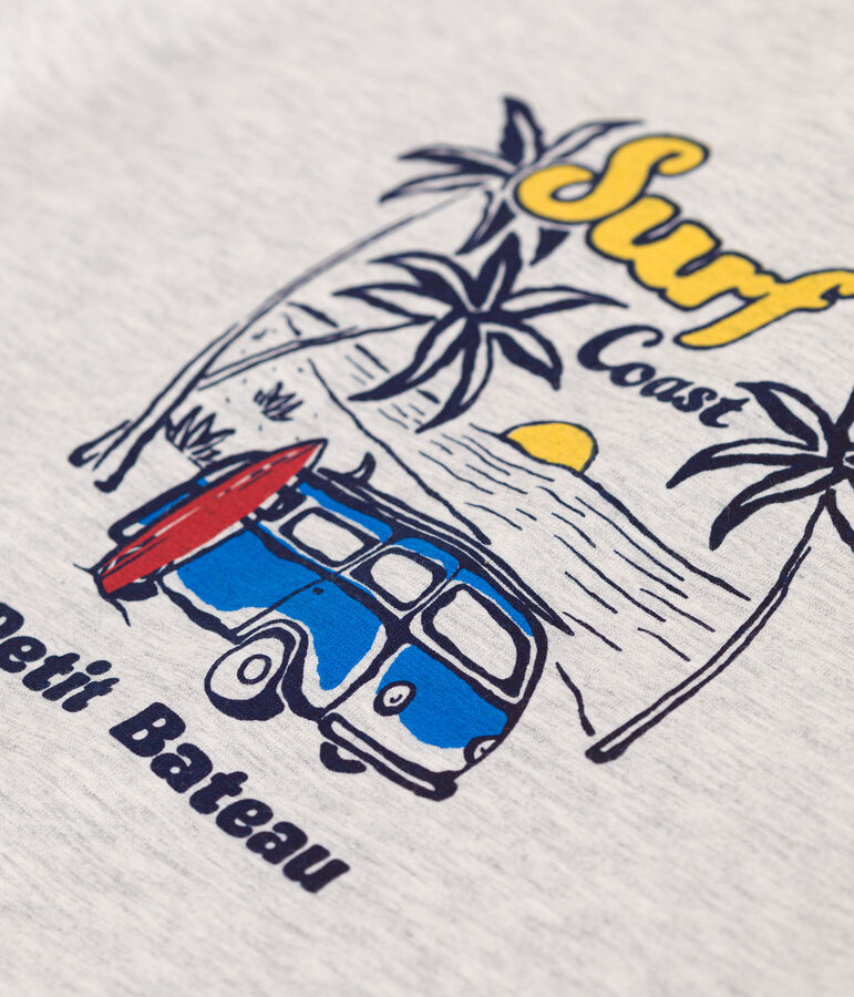 T-shirt a maniche corte in cotone con stampa bambino grigio