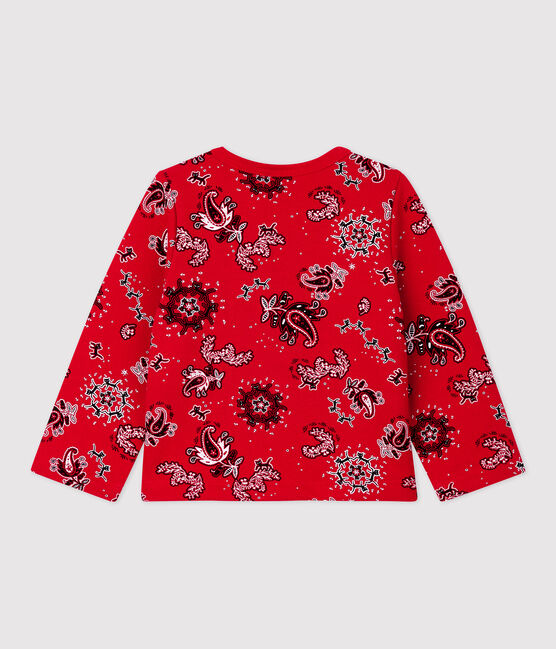 Cardigan in molleton bebè femmina con motivo a bandana rosso TERKUIT/bianco MULTICO