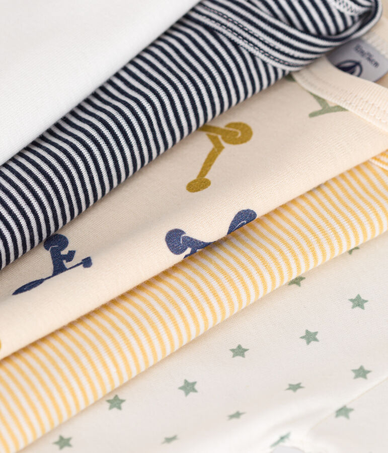 Confezione da 5 body a maniche lunghe beb&egrave; in cotone con monopattino multicolore