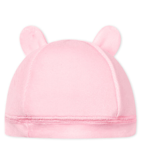 Cuffietta nascita bebè unisex velluto rosa VIENNE