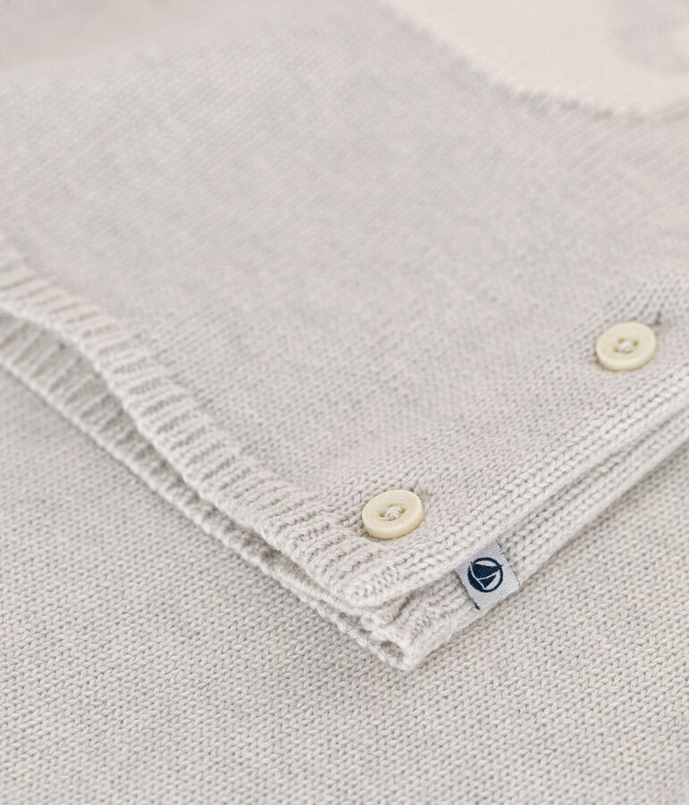 Completo 2 pezzi beb&egrave; in maglia di lana e cotone beige