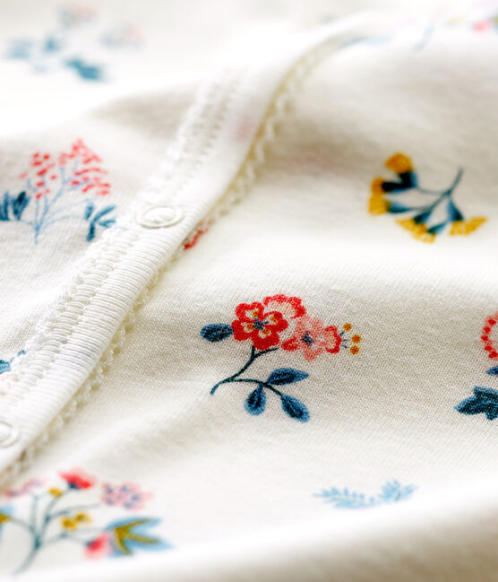 Tutina pigiama senza piedi in costina da neonata bianco MARSHMALLOW/bianco MULTICO