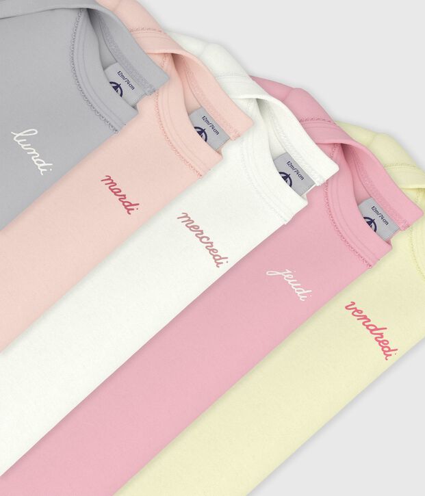 Set di body a maniche corte in cotone tinta unita neonato multicolore