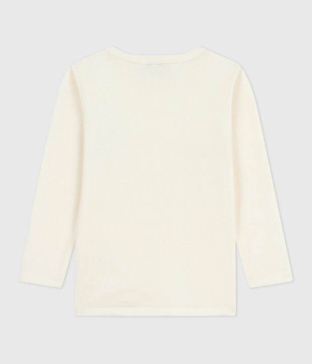 T-shirt a maniche lunghe in lana e cotone tinta unita bambino beige