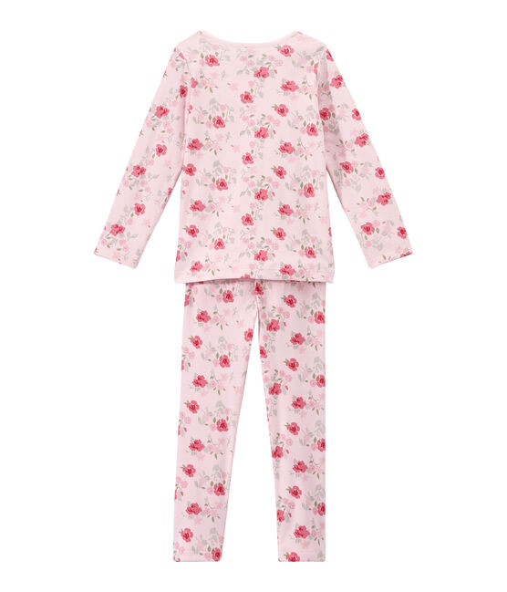 Pigiama bambina con stampa floreale rosa VIENNE/bianco MULTICO
