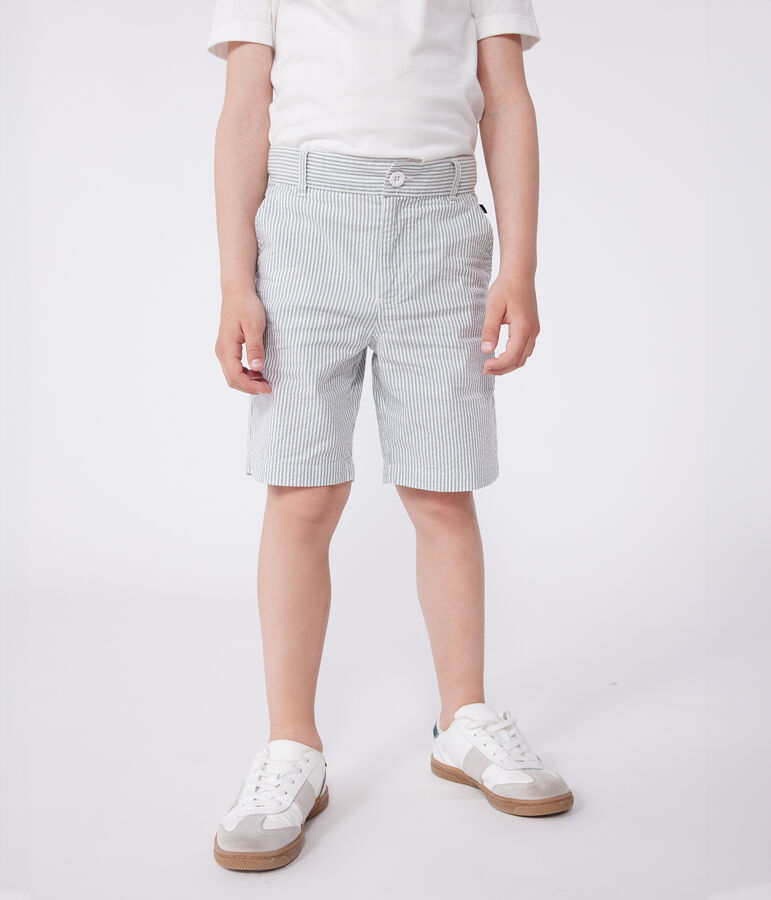 Bermuda in cotone a righe bambino bianco MARSHMALLOW/blu BRUT