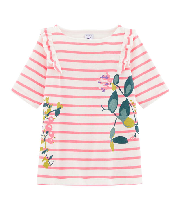T-shirt bambina bianco/rosa