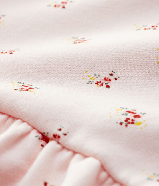 Abito a maniche lunghe in molleton bebè femmina rosa FLEUR/bianco MULTICO