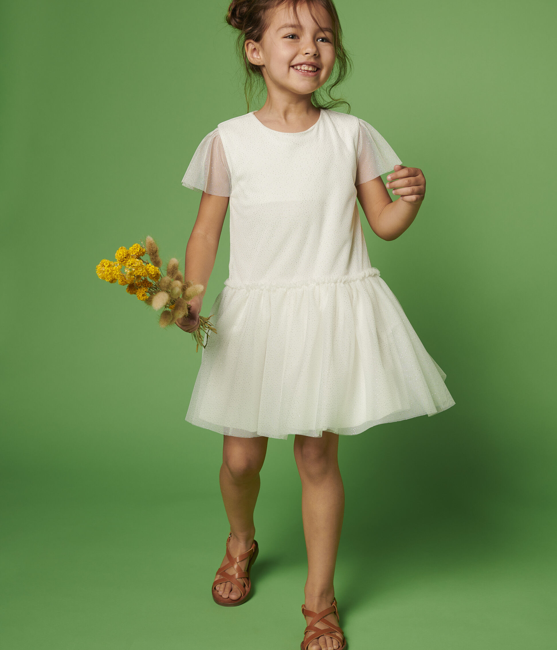 Abito da cerimonia in tulle bambina MARSHMALLOW/ARGENT | Petit Bateau