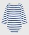Body in cotone a righe con colletto a polo neonato blu MILK/ OLYMPIC