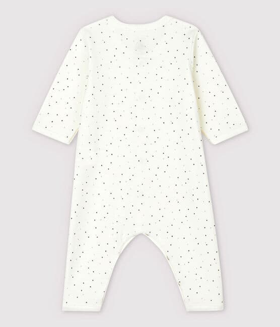 Tutina pigiama senza piedi bianca a stelle bebé in cotone biologico bianco MARSHMALLOW/bianco MULTICO