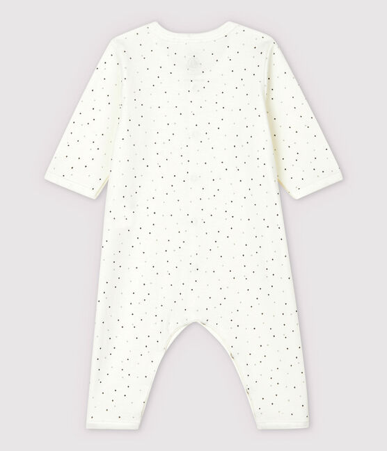 Tutina pigiama senza piedi bianca a stelle bebé in cotone biologico bianco MARSHMALLOW/bianco MULTICO