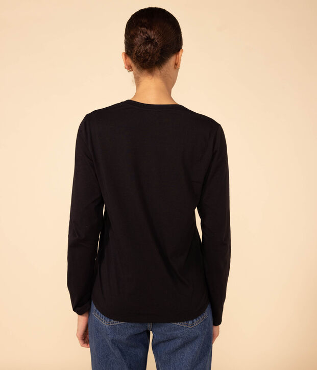T-shirt LE DROIT scollo a V in cotone Donna nero