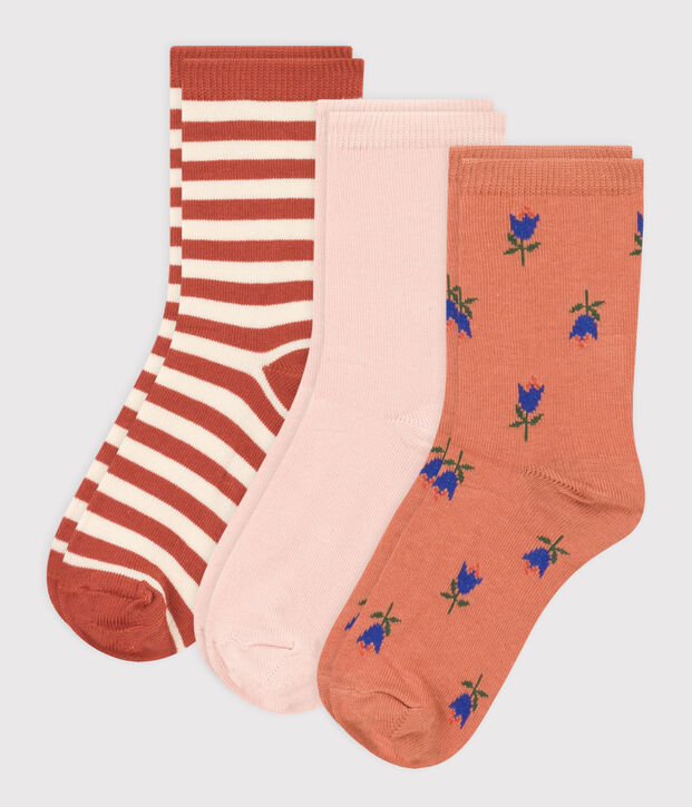 Confezione da 3 paia di calzini a fiori bambino unisex multicolore
