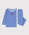 Pigiama millerighe in cotone bambina/bambino blu PERSE/bianco MARSHMALLOW