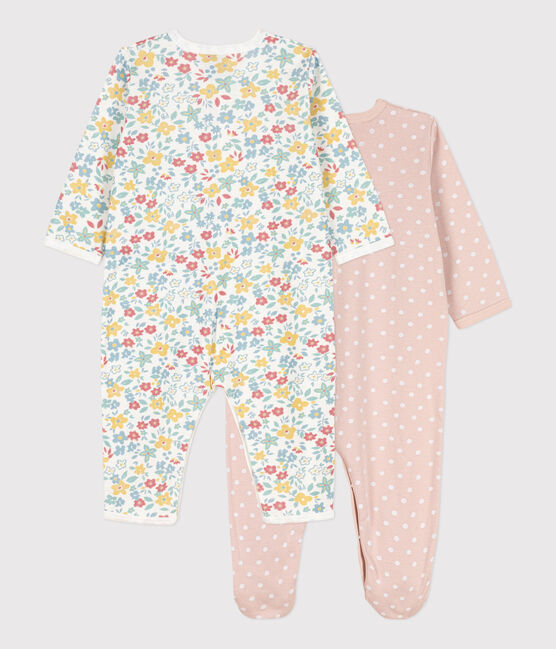 Confezione da 2 tutine pigiama a fiori e a pois in cotone variante 1
