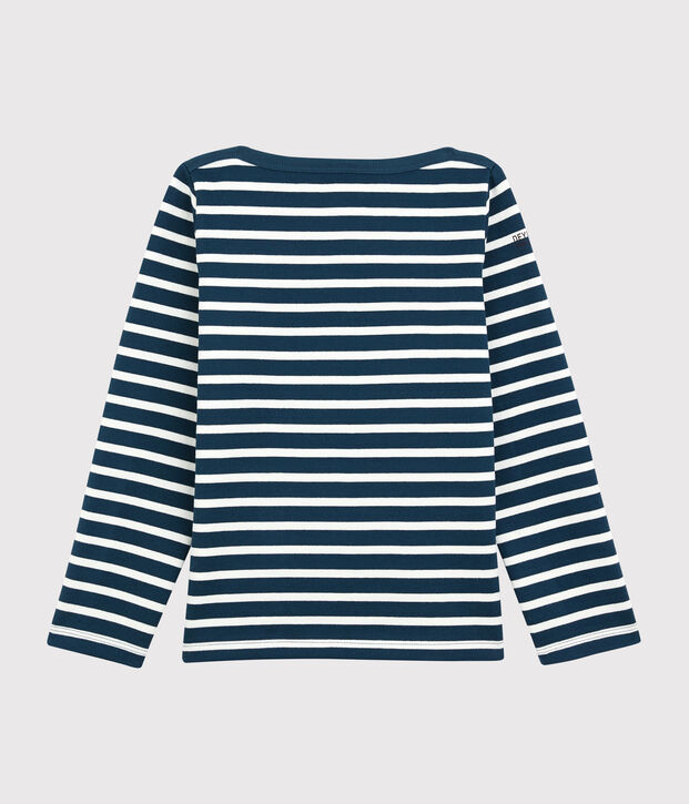 T-shirt marini&egrave;re bambino Petit Bateau x Deyrolle blu/bianco