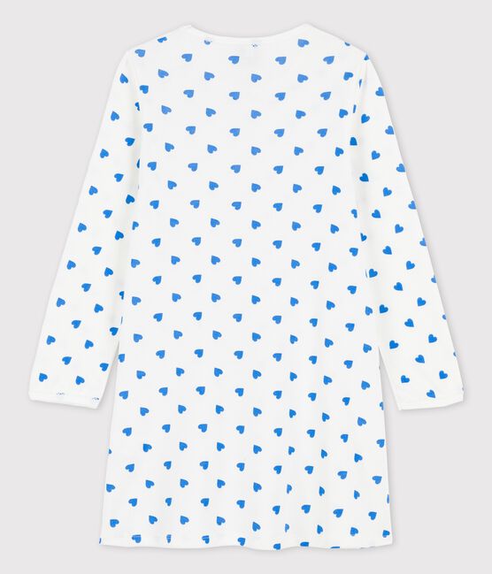Camicia da notte a manica lunga con cuori blu bambina in cotone bianco MARSHMALLOW/blu BRASIER