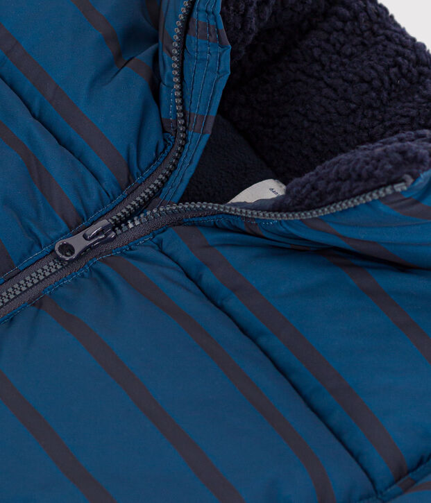 Piumino con cappuccio estraibile bambino blu/blu